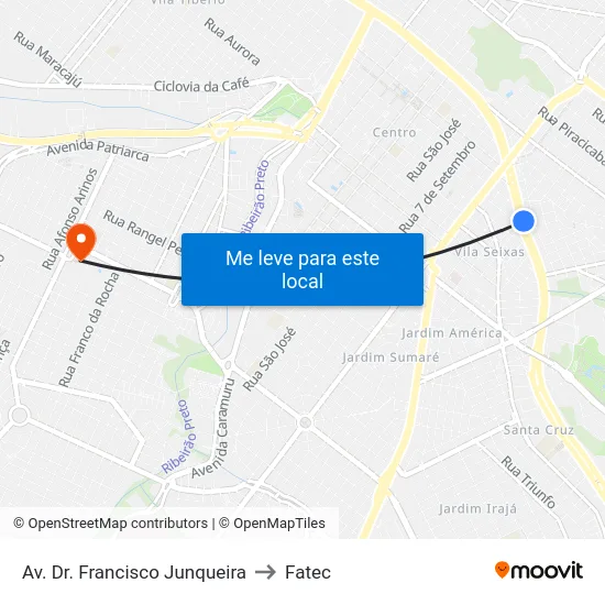 Av. Dr. Francisco Junqueira to Fatec map