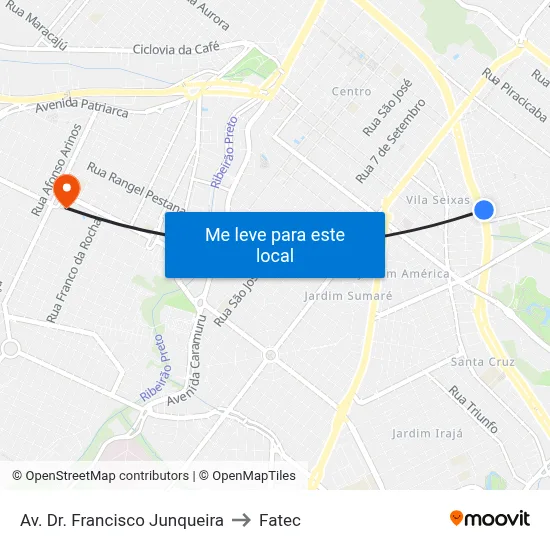 Av. Dr. Francisco Junqueira to Fatec map