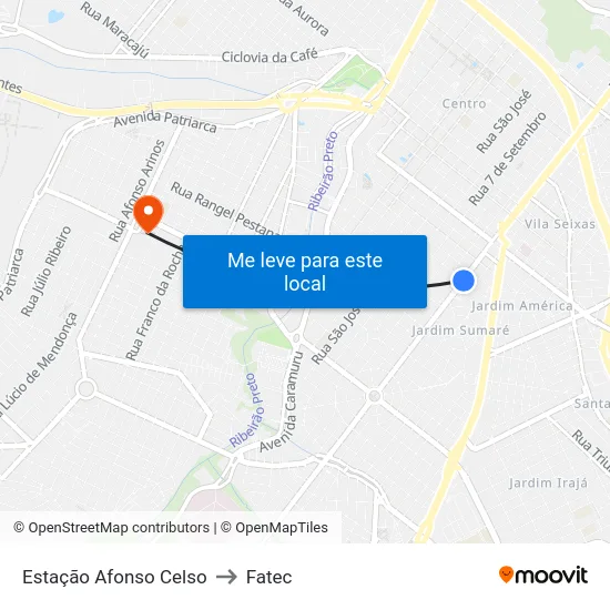 Estação Afonso Celso to Fatec map