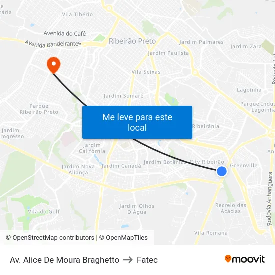 Av. Alice De Moura Braghetto to Fatec map