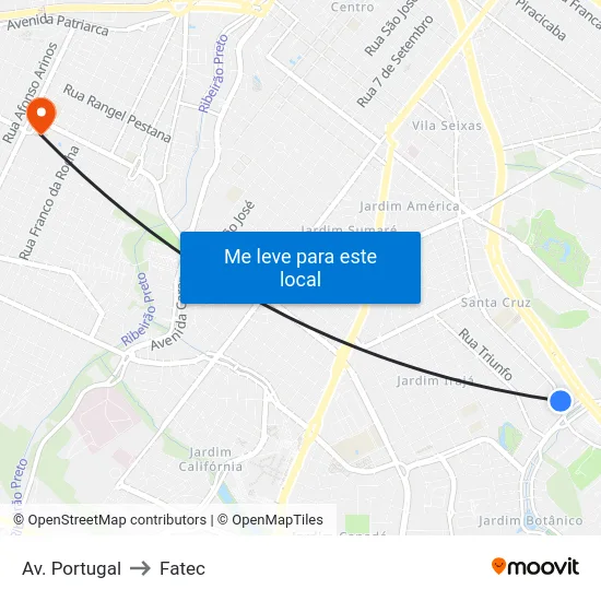 Av. Portugal to Fatec map