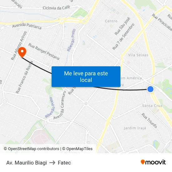 Av. Maurílio Biagi to Fatec map