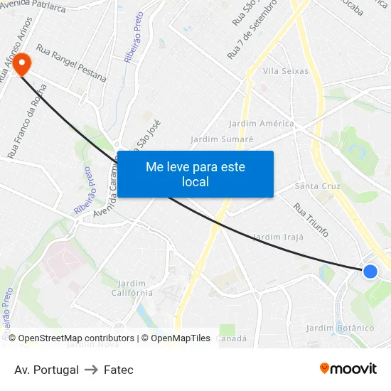 Av. Portugal to Fatec map