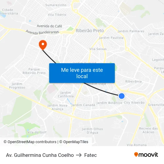 Av. Guilhermina Cunha Coelho to Fatec map