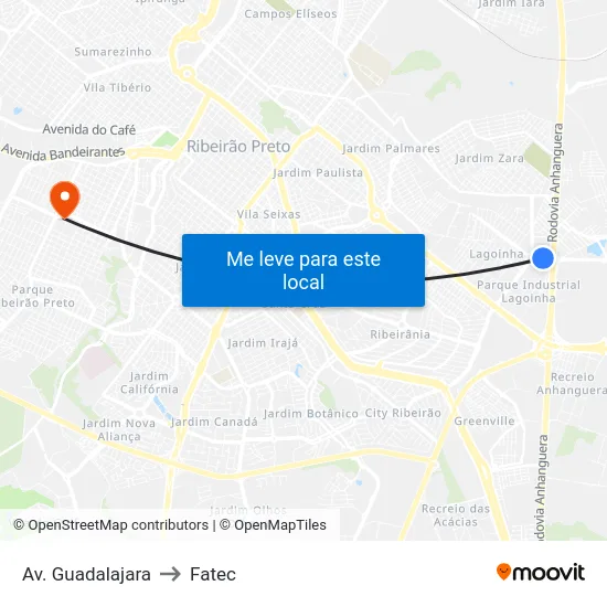 Av. Guadalajara to Fatec map