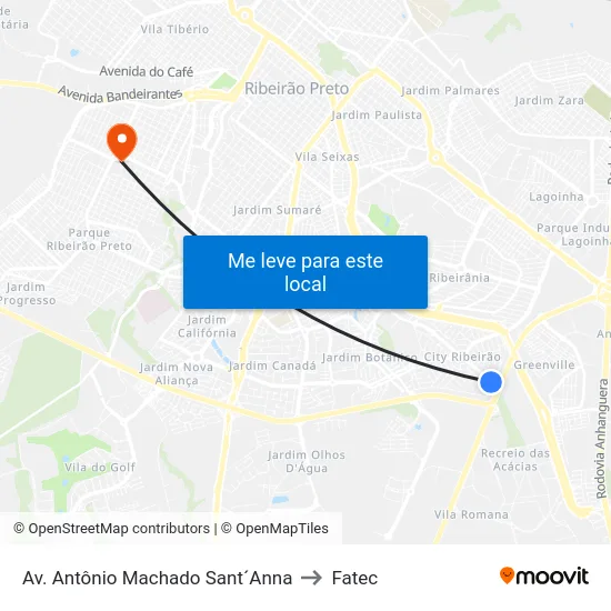 Av. Antônio Machado Sant´Anna to Fatec map