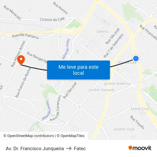 Av. Dr. Francisco Junqueira to Fatec map