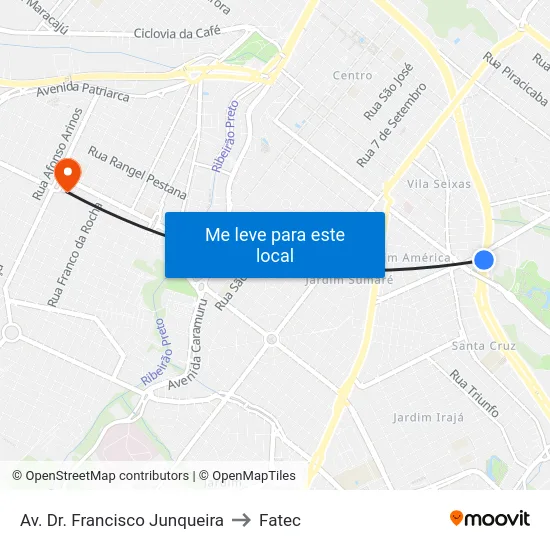 Av. Dr. Francisco Junqueira to Fatec map