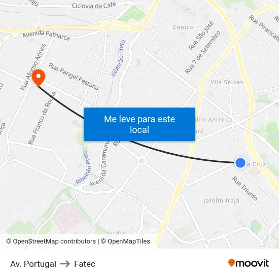 Av. Portugal to Fatec map