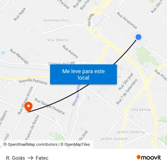 R. Goiás to Fatec map