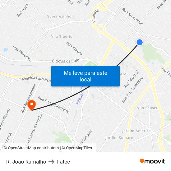 R. João Ramalho to Fatec map