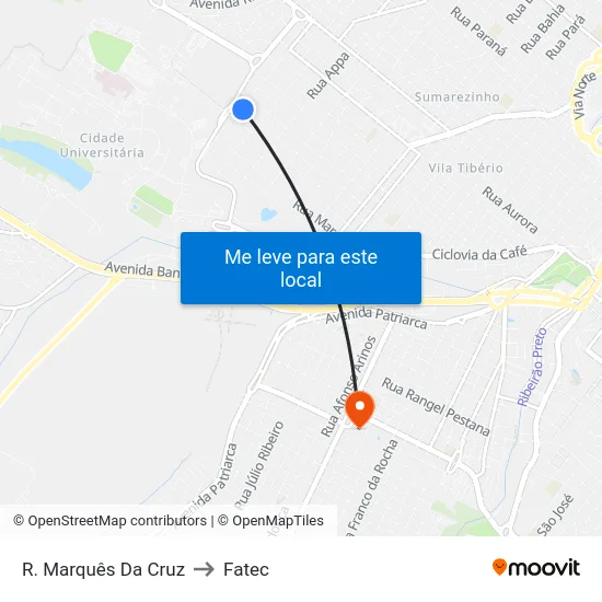 R. Marquês Da Cruz to Fatec map