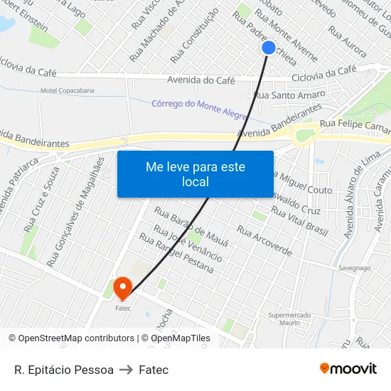 R. Epitácio Pessoa to Fatec map