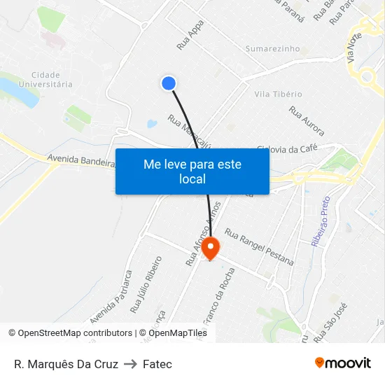 R. Marquês Da Cruz to Fatec map