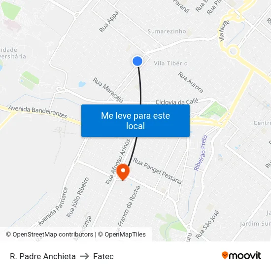 R. Padre Anchieta to Fatec map