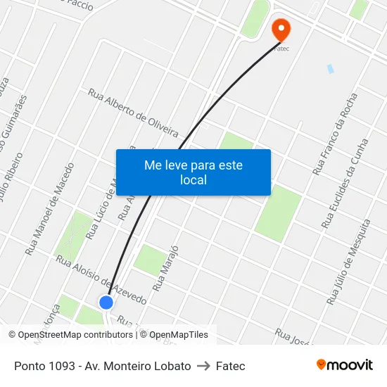 Ponto 1093 - Av. Monteiro Lobato to Fatec map
