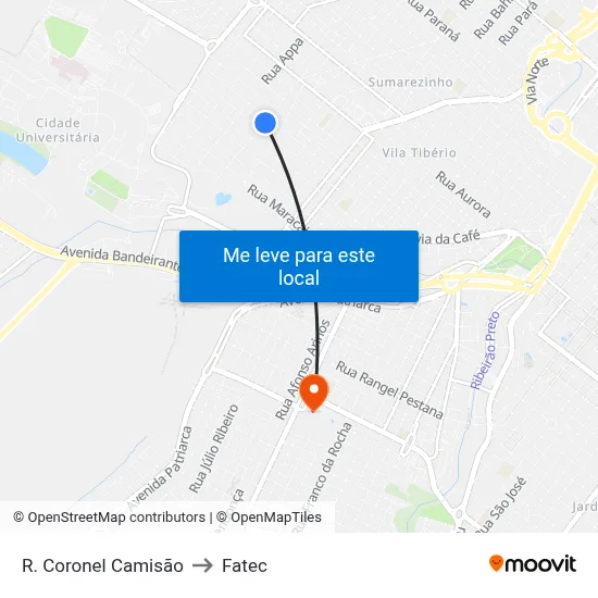 R. Coronel Camisão to Fatec map