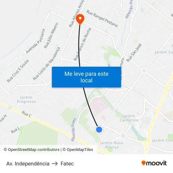 Av. Independência to Fatec map
