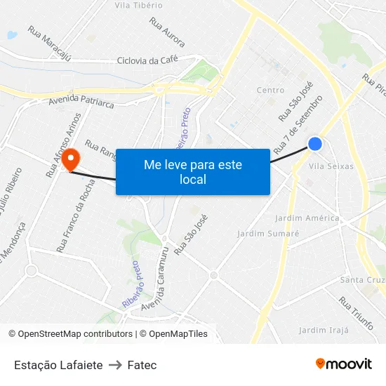 Estação Lafaiete to Fatec map