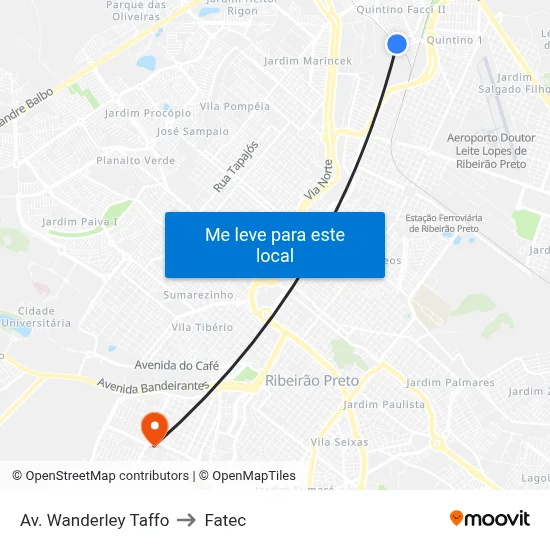 Av. Wanderley Taffo to Fatec map