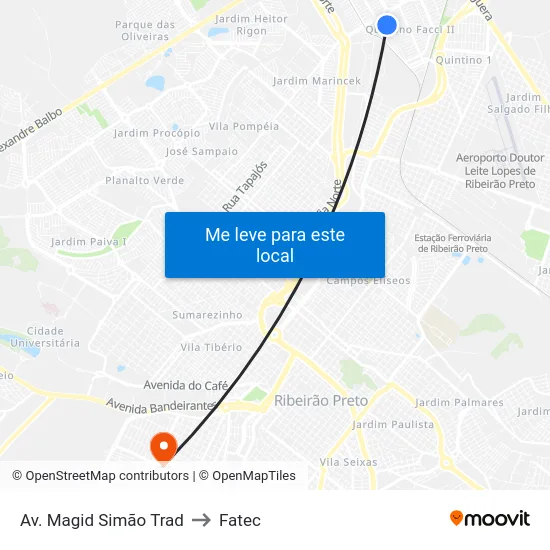 Av. Magid Simão Trad to Fatec map