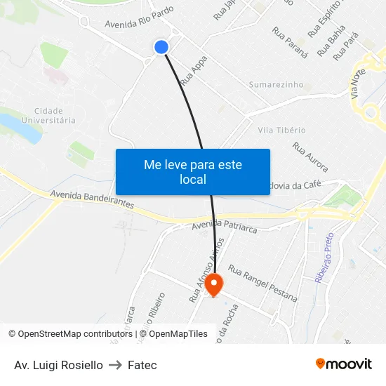 Av. Luigi Rosiello to Fatec map