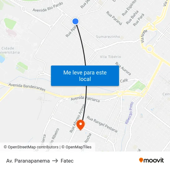 Av. Paranapanema to Fatec map
