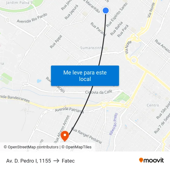 Av. D. Pedro I, 1155 to Fatec map
