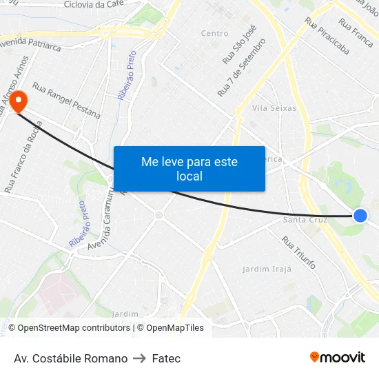 Av. Costábile Romano to Fatec map