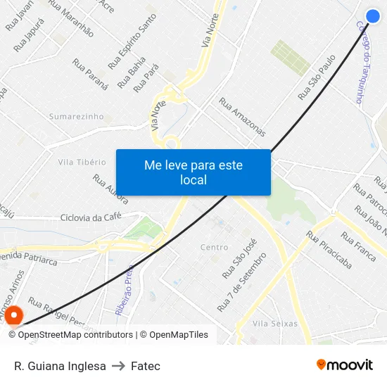 R. Guiana Inglesa to Fatec map