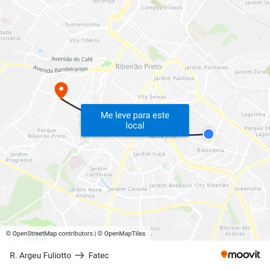 R. Argeu Fuliotto to Fatec map