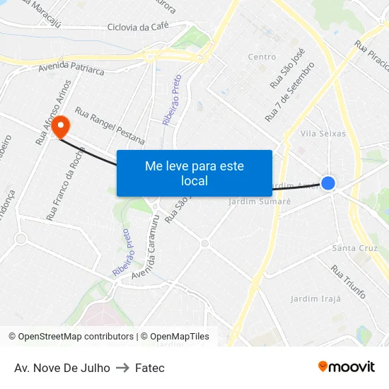 Av. Nove De Julho to Fatec map
