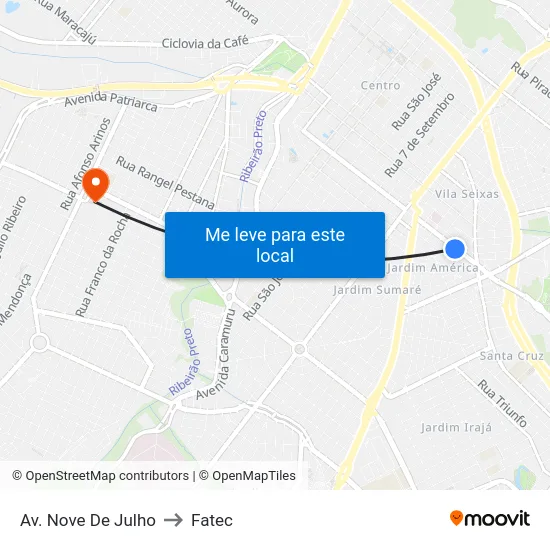 Av. Nove De Julho to Fatec map