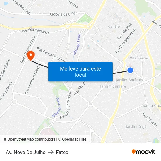 Av. Nove De Julho to Fatec map