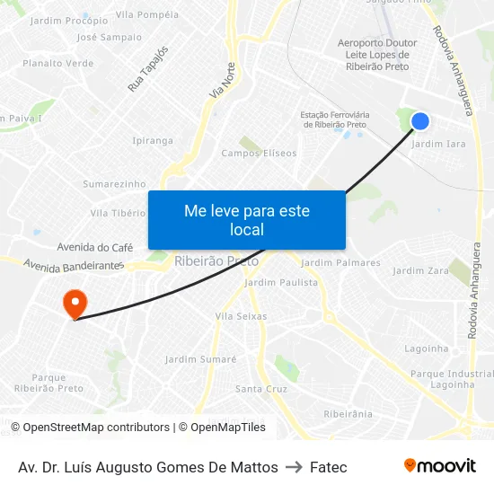 Av. Dr. Luís Augusto Gomes De Mattos to Fatec map