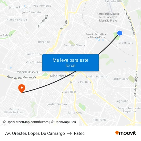 Av. Orestes Lopes De Camargo to Fatec map
