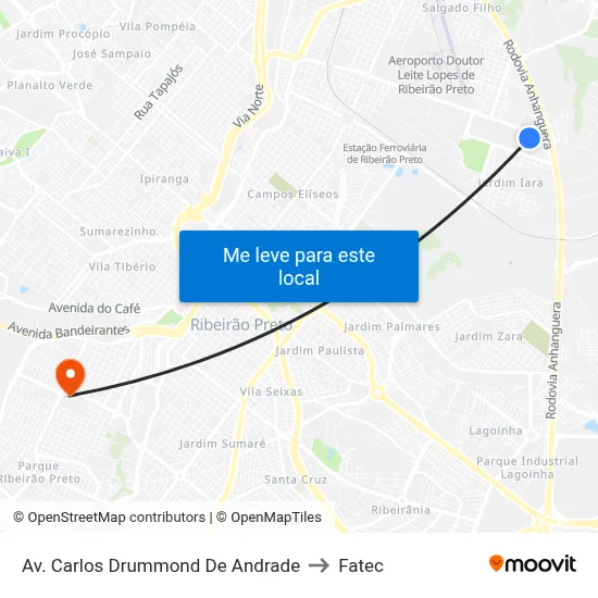 Av. Carlos Drummond De Andrade to Fatec map