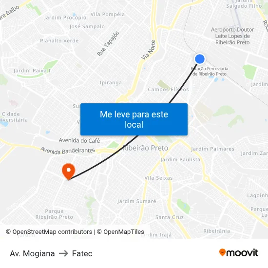 Av. Mogiana to Fatec map