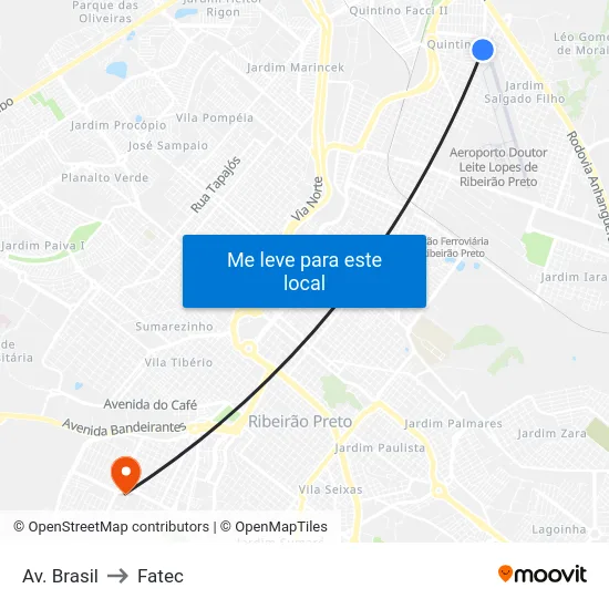 Av. Brasil to Fatec map