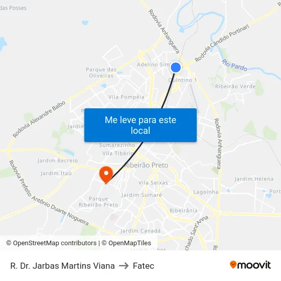 R. Dr. Jarbas Martins Viana to Fatec map