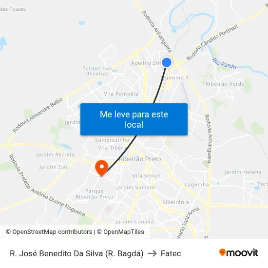 R. José Benedito Da Silva (R. Bagdá) to Fatec map