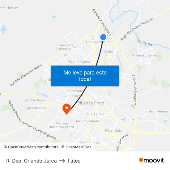 R. Dep. Orlando Jurca to Fatec map