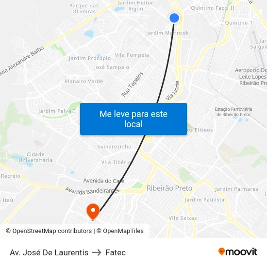Av. José De Laurentis to Fatec map