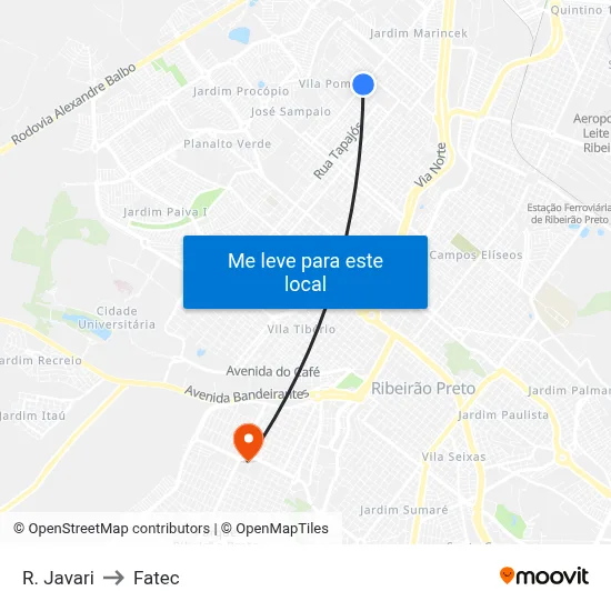 R. Javari to Fatec map