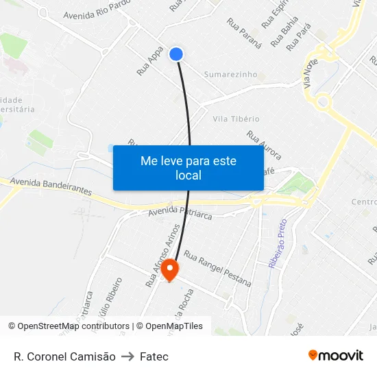 R. Coronel Camisão to Fatec map