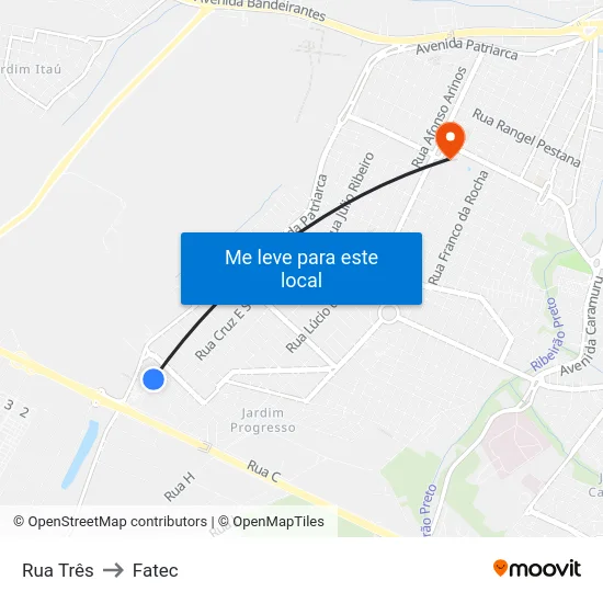 Rua Três to Fatec map
