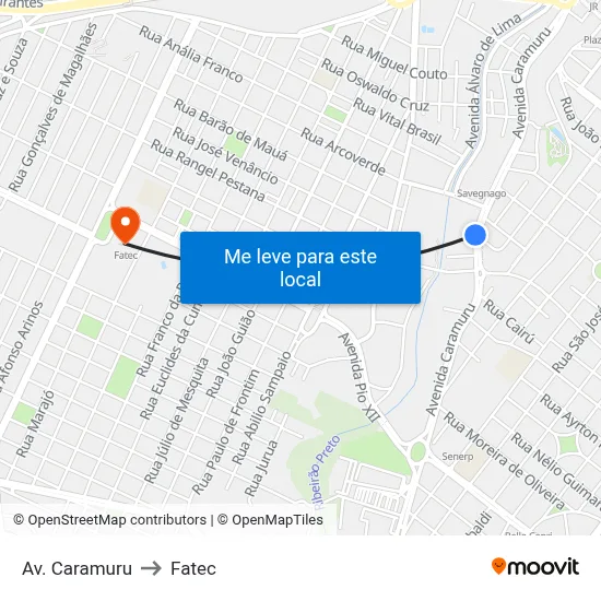 Av. Caramuru to Fatec map