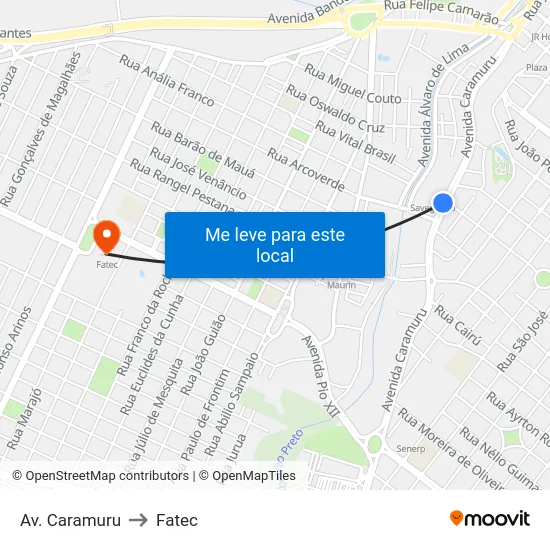 Av. Caramuru to Fatec map