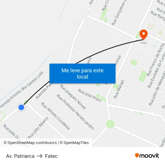 Av. Patriarca to Fatec map