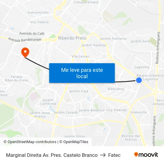 Marginal Direita Av. Pres. Castelo Branco to Fatec map